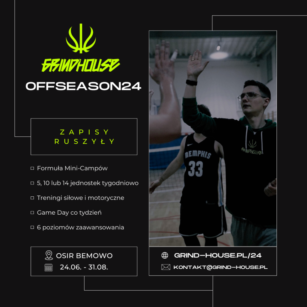 OFFSEASON24 - plakat wakacyjnych treningów koszykarskich GRINDHOUSE